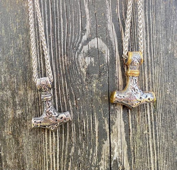 Mjolnir hopea ja kulta Kaulakoru - Thorin vasara Mjölnir Kulta