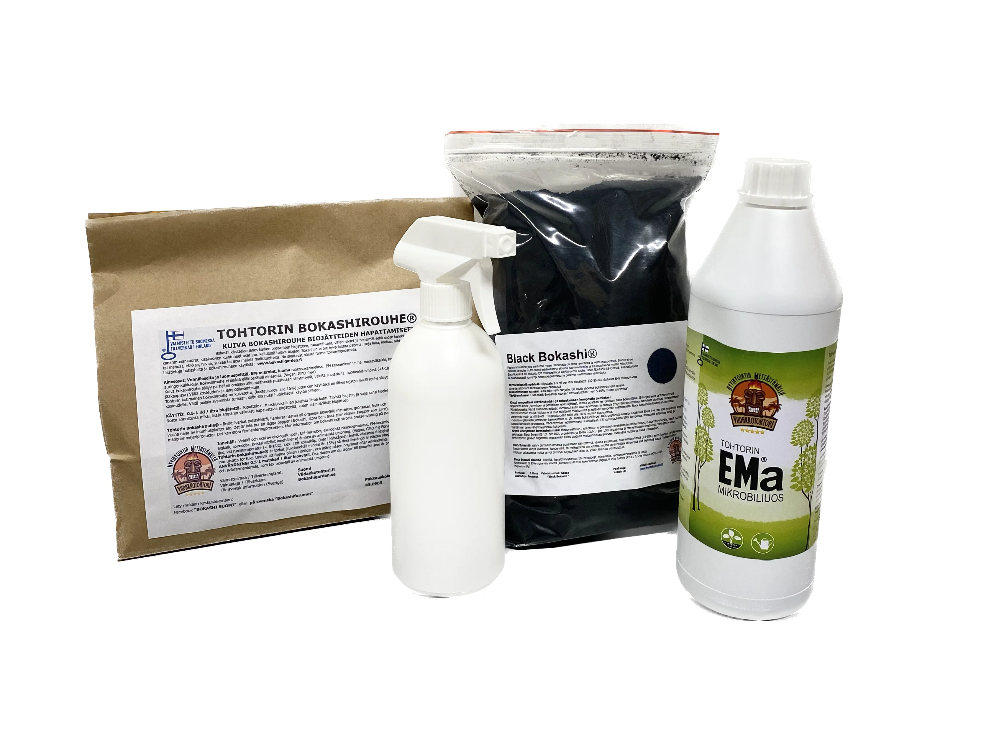 Triplasti hapatusta - Rouhe, Black Bokashi & EMa + suihkepullo