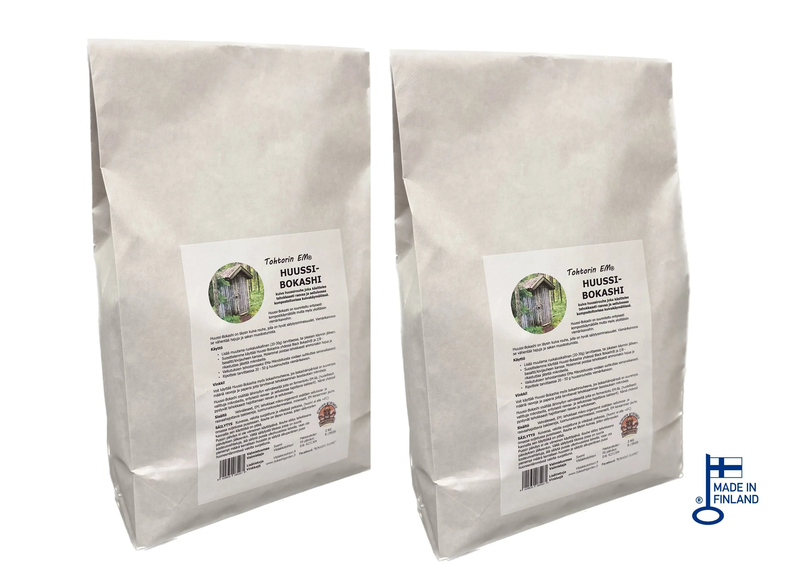 Huussi-Bokashi Tohtorin EM® 2kg - 2 pussia huussirouhetta
