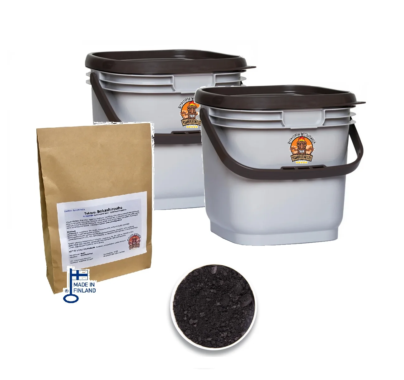 Bokashi Mini Mocca Setti + 1kg kotimainen bokashirouhe