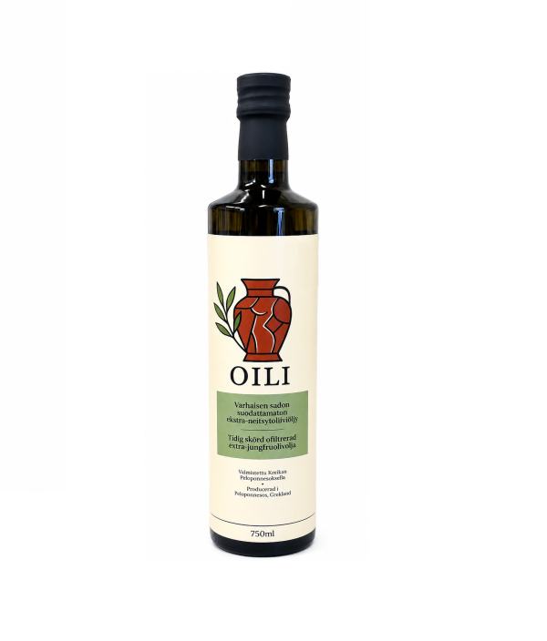 OILI -Kreikkalainen varhaisen sadon suodattamaton oliiviöljy 750ml