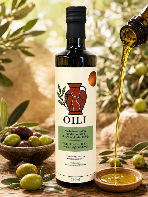 OILI -Kreikkalainen varhaisen sadon suodattamaton oliiviöljy 750ml